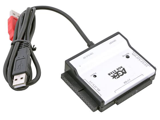 Адаптер-переходник AgeStar USB 2.0 - 2.5"/3.5"/5.25" IDE/SATA FUBCA серебристый + внешний блок питания