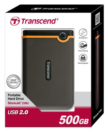 Внешний жесткий диск 2.5" USB2.0 500 Gb Transcend StoreJet 25 Mobile Black TS500GSJ25M/TS500GSJ25M2 Retail