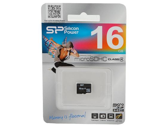 Карта памяти Micro SDHC 16GB Class 4 Silicon Power SP016GBSTH004V10SP
