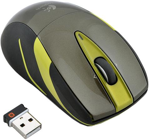 Мышь беспроводная Logitech M525 чёрный зелёный USB 910-002604