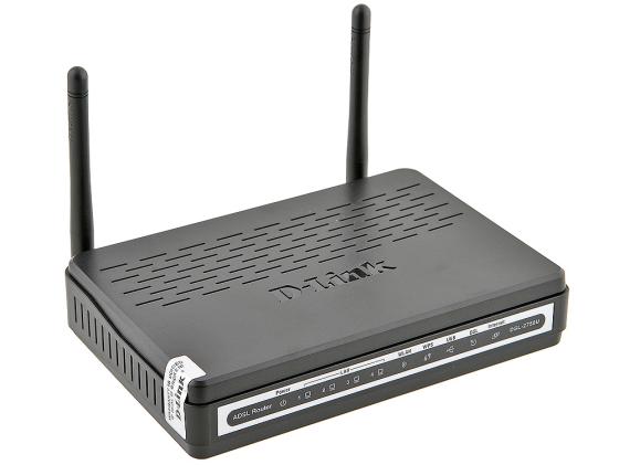 Беспроводной маршрутизатор ADSL D-LINK DSL-2750U 802.11n 200Mbps 2.4ГГц 4xLAN USB