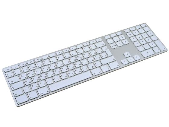Клавиатура проводная Apple MB110RU/B USB белый серебристый