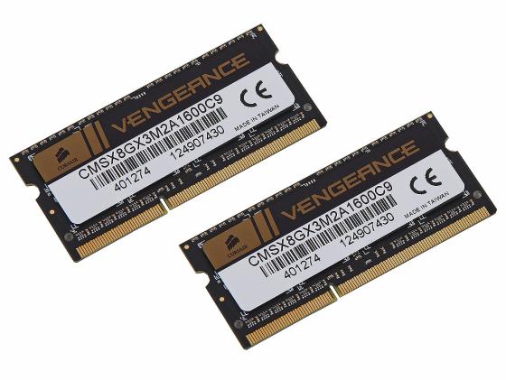 Оперативная память для ноутбука 8Gb (2x4Gb) PC3-12800 1600MHz DDR3 SO-DIMM CL9 Corsair CMSX8GX3M2A1600C9