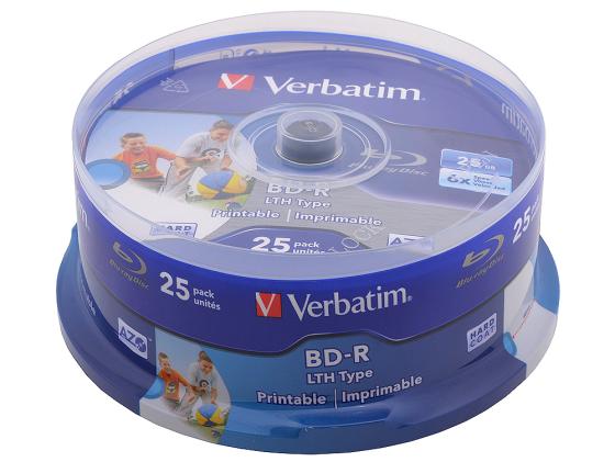 Диски BluRay Verbatim BD-R 25Gb 6x CakeBox Printable 25шт 43771