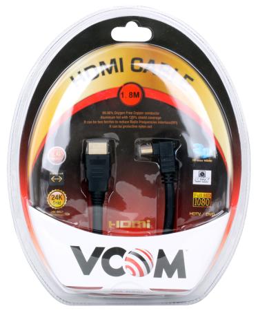 Кабель HDMI 1.8м VCOM Telecom v1.4 угловой коннектор позолоченные контакты VHD6260D-1.8MB Blister