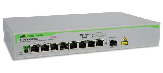 Коммутатор Allied Telesis AT-FS708/POE-50 неуправляемый 8 портов 10/100Mbps 1xSFPuplink PoE