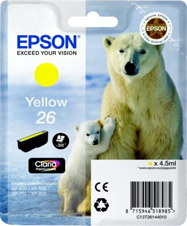 Картридж Epson C13T26144010 для для Epson XP-600 XP-700 XP-800 300стр Желтый