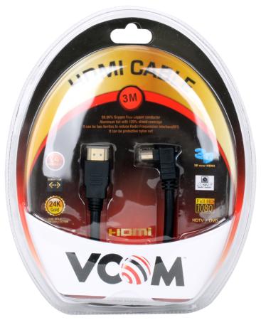 Кабель HDMI 3.0м VCOM Telecom v1.4 угловой коннектор позолоченные контакты VHD6260D-3MB