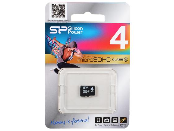 Карта памяти Micro SDHC 4Gb Class 10 Silicon Power SP004GBSTH010V10