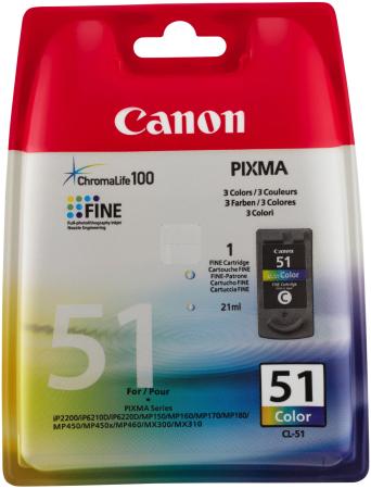 

Картридж Canon CL-51 для Pixma MP160 170 180 450 460 iP2200 6210D 6220D повыш ёмкости 7MLх3 цветной