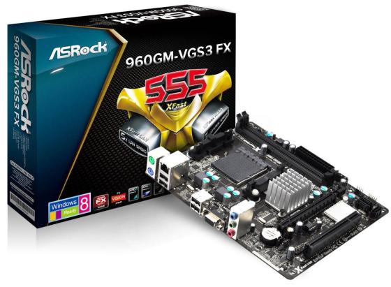 Материнская плата ASRock 960GM-VGS3 FX Socket AM3 AMD 760G + SB 710 2xDDR3 1xPCI-E 16x 1xPCI 4xSATAII RAID 5.1 Sound Glan USB2.0 mATX Retail