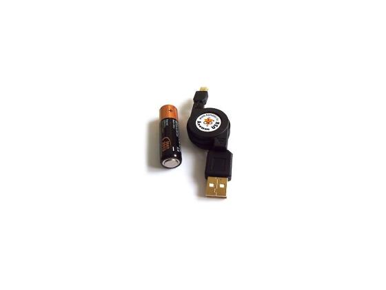 Кабель-рулетка USB 2.0 AM-miniBM 0.75м 5P Konoos зол.разъемы черный