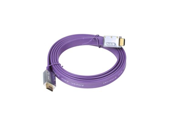 Кабель HDMI 1.8м AOpen 1.4+ACG545A P-1.8M фиолетовый Metal hoot Flat Top Quality