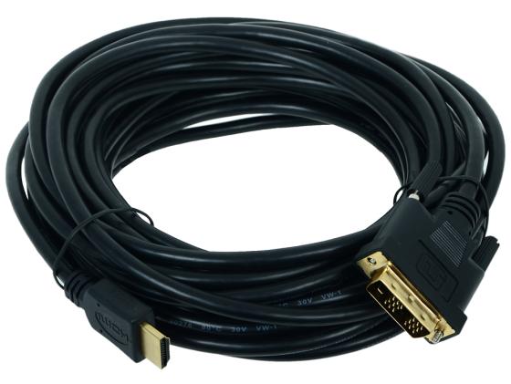 Кабель HDMI-DVI 10м Gembird single link позол.разъемы экран черный CC-HDMI-DVI-10MC