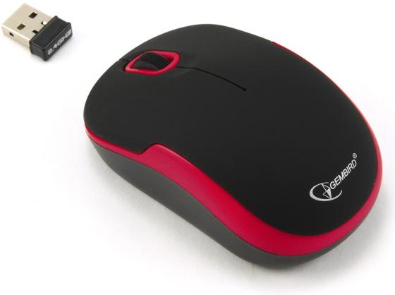 Мышь беспроводная Gembird MUSW-200BKR чёрный красный USB