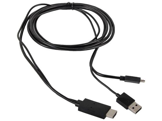 Кабель ORIENT MHL654 для подключения мобильных устройств с поддержкой MHL к TV HDMI F - Micro USB в комплекте переходник micro USB 11pin/5pin