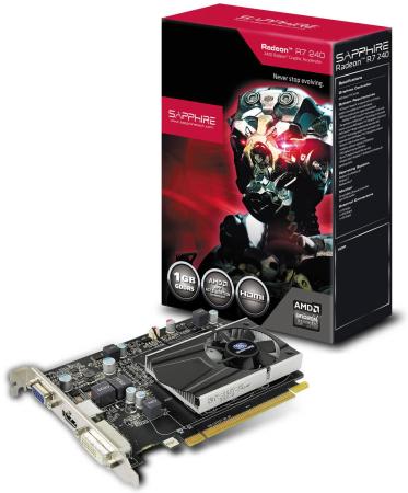Видеокарта 1024Mb Sapphire R7 240 PCI-E BOOST D-Sub DVI HDMI 11216-00-20G Retail