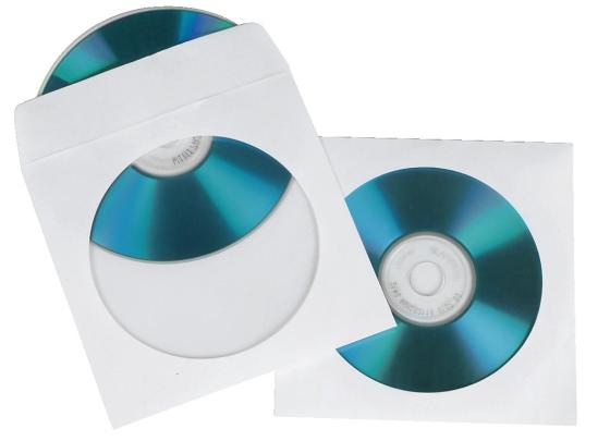 Конверты Hama для CD/DVD бумажные с прозрачным окошком белый 100шт H-49995