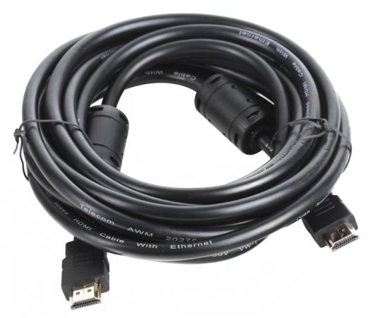 Кабель HDMI 5.0м VCOM Telecom v1.4b 2 фильтра с позолоченными контактами CG511D
