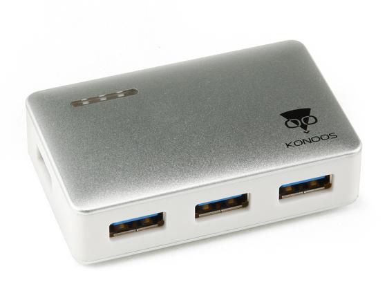 Концентратор USB 3.0 Konoos UK-33 4 х USB 3.0 серебристый