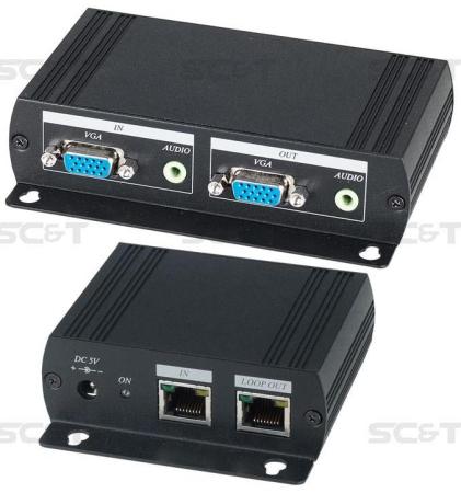 Комплект SC&T VE05AL передатчик VE05ALT+ приемник VE02ALR для  усиления и каскадной передачи VGA-сигнала и стерео аудиосигнала до 300м