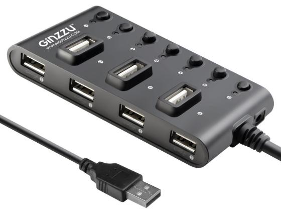 Концентратор USB 2.0 GINZZU GR-487UB 7 x USB 2.0 черный