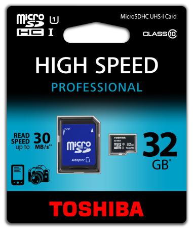 Карта памяти Micro SDHC 32Gb Class 10 Toshiba SD-C032UHS1 6/A + адаптер SD THN-M302R0320EA