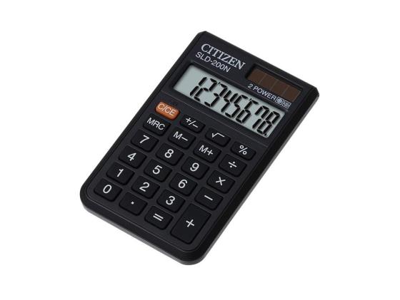 Калькулятор Citizen SLD-200N двойное питание 8 разряда карманный черный