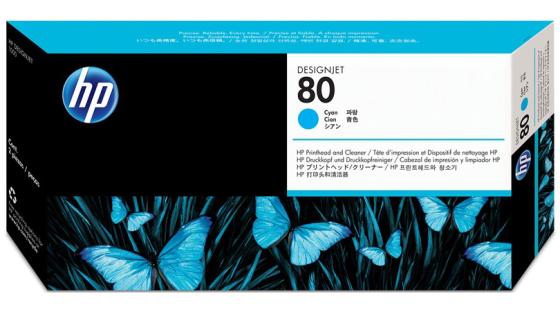 Картридж HP C4821A 80 + очиститель для Designjet 1050c/c plus/1055 голубой
