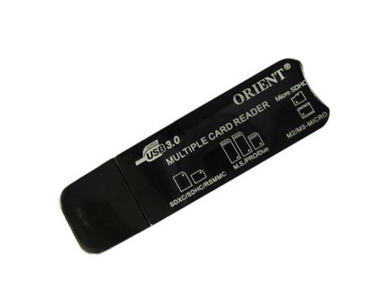 Картридер внешний ORIENT CR-035 SD/SDXC/SDHC/microSD/miniSD/MS Duo/M2 USB 3.0 черный