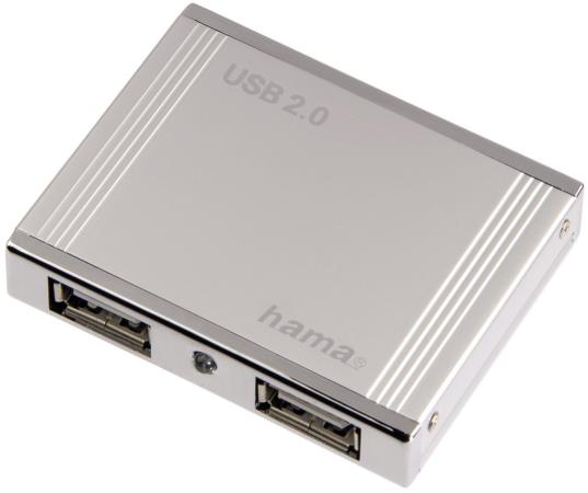 Концентратор USB 2.0 HAMA 00078498 4 x USB 2.0 серебристый