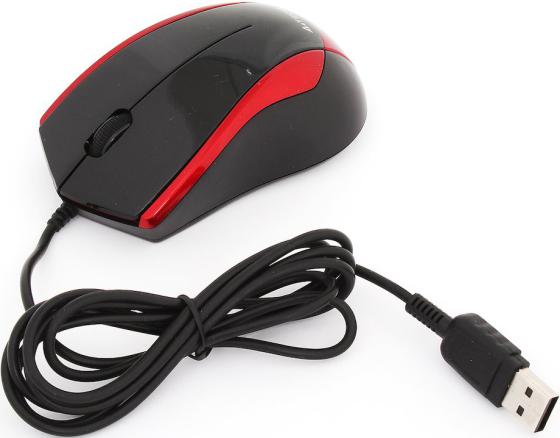 Мышь проводная A4TECH N-400-2 V-Track чёрный красный USB