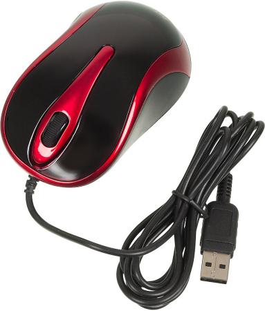 Мышь проводная A4TECH N-350-2 чёрный красный USB