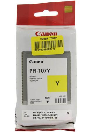 Картридж Canon PFI-107 Y для iPF680/685/780/785 130мл желтый 6708B001 картридж canon pfi 207 bk для ipf 680 685 780 785 черный 8789b001