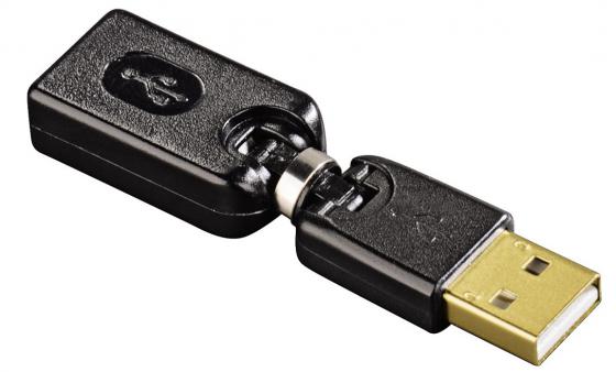 Переходник USB 2.0 AM-AF Hama позолоченные контакты черный H-54538