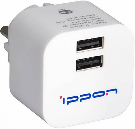 Сетевое зарядное устройство Ippon TC323W 3.4 (1+2.4)A 2 х USB белый