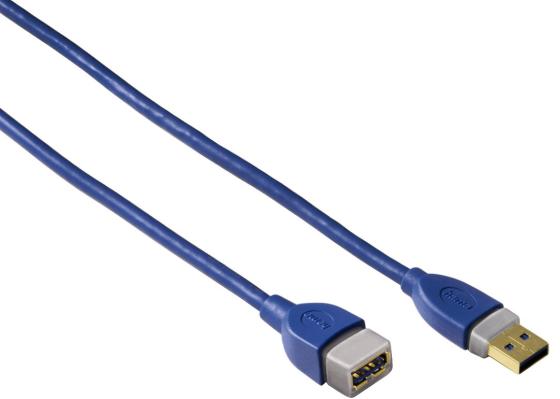 Кабель удлинительный USB 3.0 AM-AF 1.8м Hama H-39674 экранированный синий