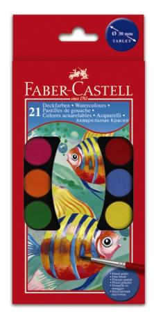 Акварель Faber-Castell Watercolours, 2 кисточки диаметр 30 мм 21 цвет 125021