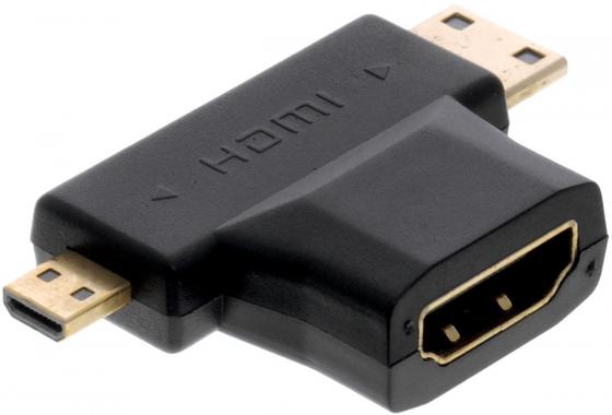 Переходник HDMI(f)- miniHDMI(m)-microHDMI(m) Greenconnect GC-CVM409