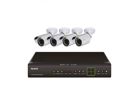 Комплект видеонаблюдения Falcon Eye FE-104D-KIT ДАЧА 4 цветные камеры 4-х канальный видеорегистратор установочный комплект
