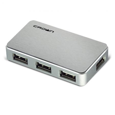 Концентратор USB 2.0 Crown CMH-B19 4 x USB 2.0 серебристый