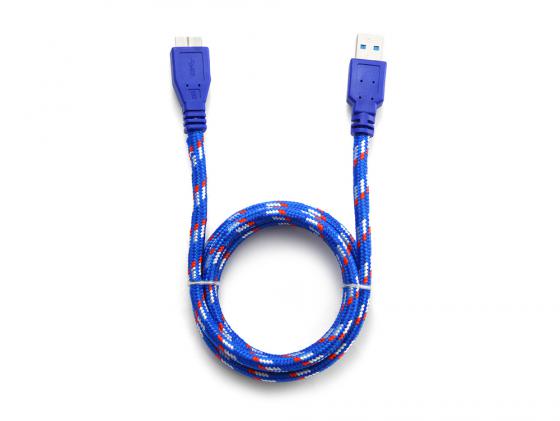Кабель USB 3.0 AM-microBM 1.0м 9pin Konoos синий красный белый KC-mUSB3nbrw