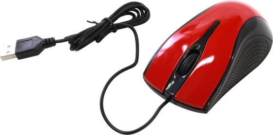 Мышь проводная Oklick 215M чёрный красный USB