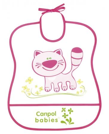 Нагрудник Canpol пластиковый мягкий розовый 2/919