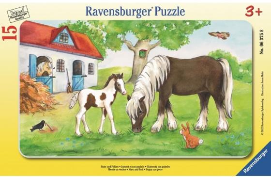 

Пазл в рамке 15 элементов Ravensburger Кобыла с жеребенком