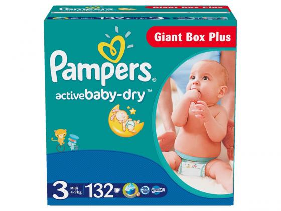 Подгузники Pampers Active Baby Midi (4-9 кг) Малая Мега Упаковка 132 шт.