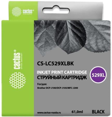 Картридж Cactus LC-529XLBK для Brother DCP-J100/J105/J200 черный