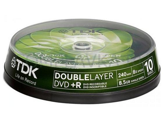 Диски DVD+R TDK 8.5Gb 8x Double Layer CakeBox 10шт 19924