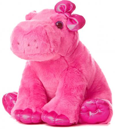 Мягкая игрушка Aurora Бегемот 30 см розовый плюш 30-604