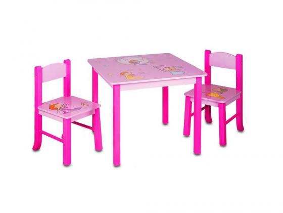 Стол детский Buro KIDSET-01/PRINC столешница МДФ розовый + 2 стула